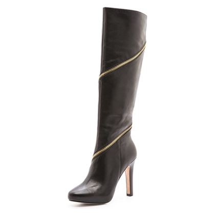 DVF Tall Zipper Black Boots