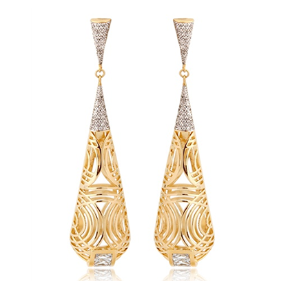 Gold and Crystal Drop Earrings