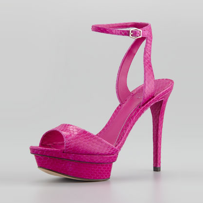 B Brian Atwood Snakeskin Platform Sandals