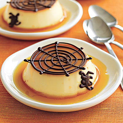 Halloween Desserts: Caramel Spider Web Flan