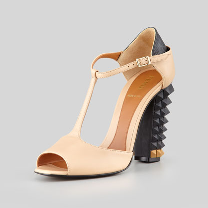 Fendi T-Strap Studded Sandals