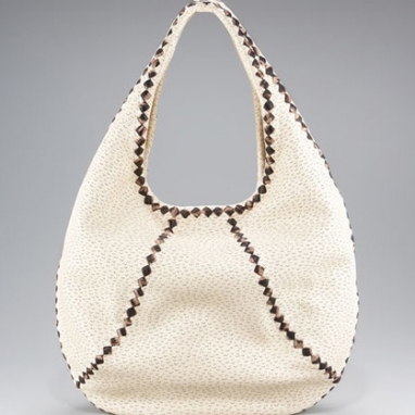 Woven-Trim Perforated Hobo