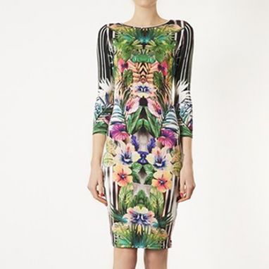 Botanical Body-Con Dress