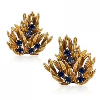Vintage Sapphire Floral Earrings In Yellow Gold | LadyLUX - Online Luxury Lifestyle, Technology and Fashion Magazine