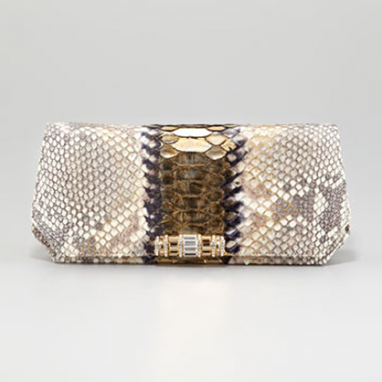 Metallic Python Clutch