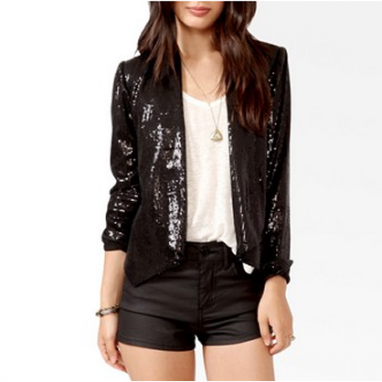 Sequin & Faux Leather Jacket
