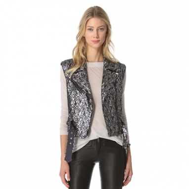 Sequin Moto Vest